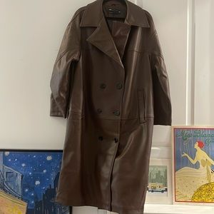 Top Shop Faux Leather Long Coat